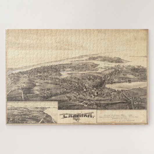 ヴィンテージチャタム・マサチューセッツ州地図 ジグソーパズル (横)