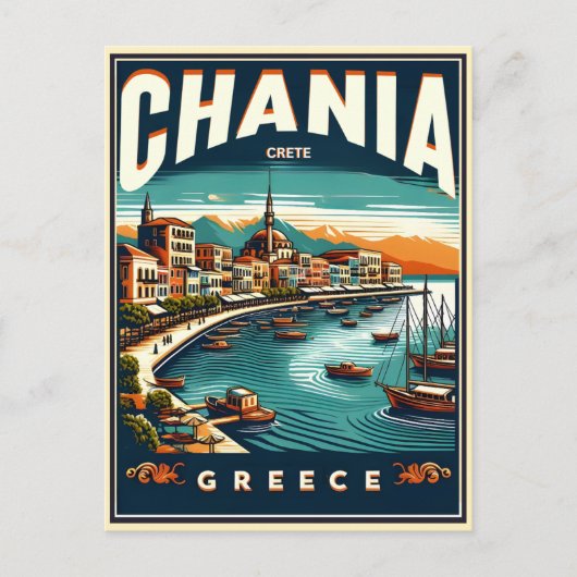 ヴィンテージチャニアシティクレタギリシャホリデイ ポストカード (正面)
