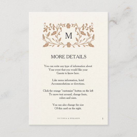 ヴィンテージチャプター結婚の挿入カード エンクロージャーカード (正面)