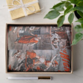 ヴィンテージチャリオットレース白黒馬デクページ 薄葉紙 (ギフト)