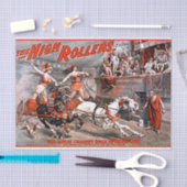 ヴィンテージチャリオットレース白黒馬デクページ 薄葉紙 (クラフト)