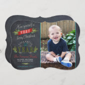 ヴィンテージチャルクボードクリスマスフォトカード シーズンカード (正面/裏面)