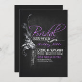 ヴィンテージチャルクボードパープルブライダルシャワー招待状 招待状 (正面/裏面)