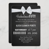 ヴィンテージチャルクボードボウファビュラス50誕生日 招待状 (正面/裏面)