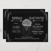 ヴィンテージチャルクボードメイソンジャーフラワーズブライダルシャワー 招待状 (正面/裏面)