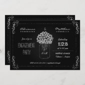 ヴィンテージチャルクボードメイソンジャー婚約パーティ 招待状 (正面/裏面)
