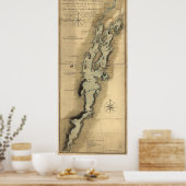 ヴィンテージチャンプレーン湖の地図(1865) ポスター (キッチン)