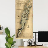 ヴィンテージチャンプレーン湖の地図(1865) ポスター (ホームオフィス)