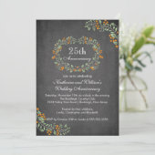 ヴィンテージチャークボードフローラフレーム記念日パーティー 招待状 (スタンド正面)