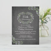 ヴィンテージチャークボードフローラフレーム記念日パーティー 招待状 (スタンド正面)