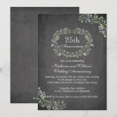 ヴィンテージチャークボードフローラフレーム記念日パーティー 招待状 (正面/裏面)