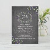 ヴィンテージチャークボードフローラフレーム記念日パーティー 招待状 (スタンド正面)