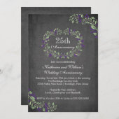 ヴィンテージチャークボードフローラフレーム記念日パーティー 招待状 (正面/裏面)