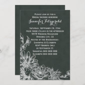 ヴィンテージチャークボードフローラ表示ブライダルシャワー 招待状 (正面/裏面)