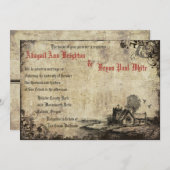 ヴィンテージチャーチレッドヴィンテージウェディング招待状 招待状 (正面/裏面)