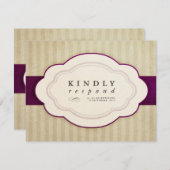 ヴィンテージチャームアイボリーとナス応答カード 出欠カード (正面/裏面)