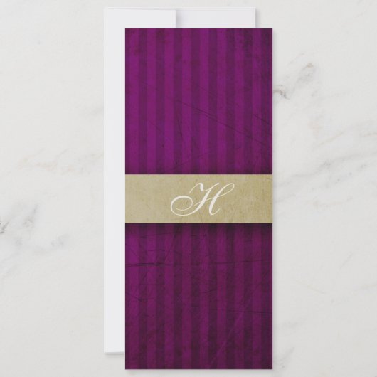 ヴィンテージチャームアイボリー&ナス結婚モノグラム 招待状 (裏面)