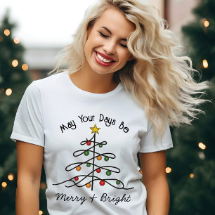 ヴィンテージチャームクリスマスツリーメリー&ブライト Tシャツ