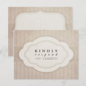 ヴィンテージチャームクリームウェディングSVP インビテーションポストカード (正面/裏面)