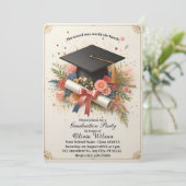 ヴィンテージチャームフローラ卒業パーティ招待状 招待状 (スタンド正面)