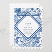 ヴィンテージチャームブルートワール結婚式招待状 (正面/裏面)