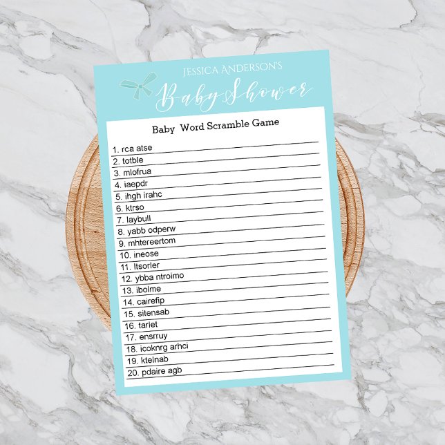 ヴィンテージチャームブルーベビーシャワーワードスクランブルゲーム (クリエイターアップロード済み)