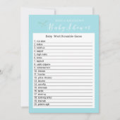 ヴィンテージチャームブルーベビーシャワーワードスクランブルゲーム 招待状 (正面)