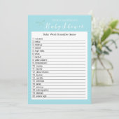 ヴィンテージチャームブルーベビーシャワーワードスクランブルゲーム 招待状 (スタンド正面)