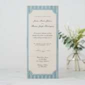 ヴィンテージチャームブルーモノグラム結婚式招待状 招待状 (スタンド正面)