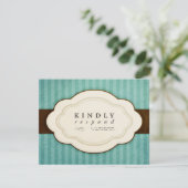 ヴィンテージチャームブルー&チョコレートレスポンスカード 出欠カード (スタンド正面)