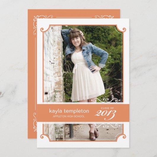 ヴィンテージチャーム卒業パーティ招待状 招待状 (正面/裏面)