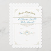 ヴィンテージチャーム日付カードの保存 招待状 (正面/裏面)