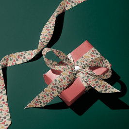 ヴィンテージチャーム：クリスマスツリーパターン サテンリボン