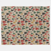 ヴィンテージチャーム:クリスマスツリーパターン フリースブランケット (正面(横))