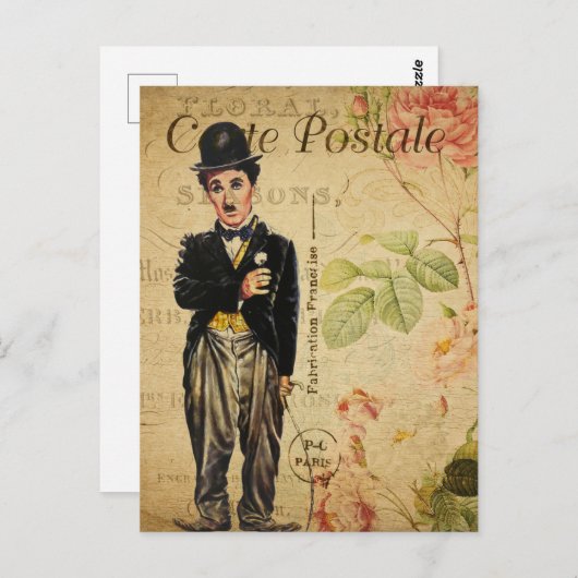ヴィンテージチャーリーフランスのチャプラインカルテポストエール ポストカード (正面/裏面)