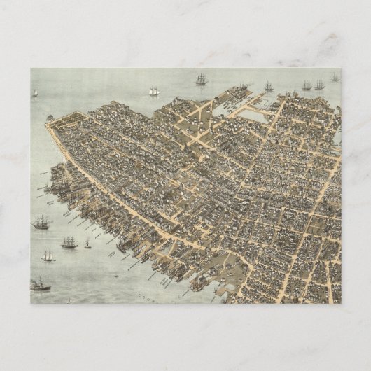 ヴィンテージチャールストンの絵図(1872) ポストカード (正面)