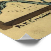 ヴィンテージチャールストンハーバーバトルマップ(1865) ポスター (角)