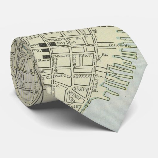 ヴィンテージチャールストンSCの地図(1901) ネクタイ (ロール)