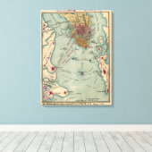 ヴィンテージチャールストンSC南北戦争マップ(1865) キャンバスプリント (インサイチュ (ウッドフロア))