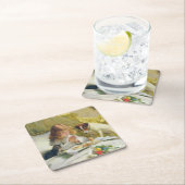 ヴィンテージチャールズバートン理容師サスペンス スクエアペーパーコースター (インサイチュ)