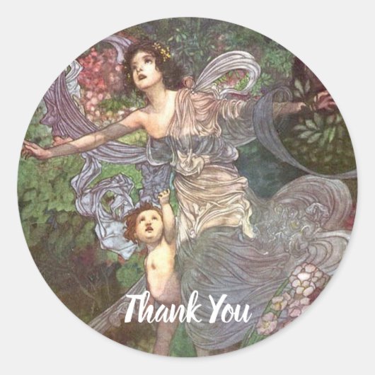 ヴィンテージチャールズ・ロビンソンの母と子のステッカー ラウンドシール (正面)