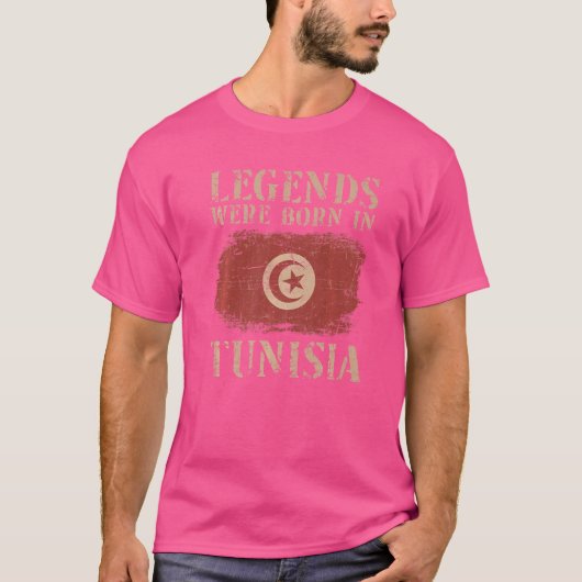 ヴィンテージチュニジア国旗の伝説生まれはチュニシアにあった Tシャツ (正面)