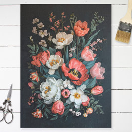 ヴィンテージチューリカラフルップ絵画のデコパージュ 薄葉紙