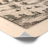 ヴィンテージチューリッヒ・スイスの写真地図(1581) ポスター (角)