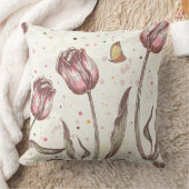 ヴィンテージチューリップアンドバタフライ装飾用クッション クッション (ブランケット)
