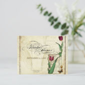 ヴィンテージチューリップエンジェルウィングスワールティーステンドレッド インビテーションポストカード (スタンド正面)