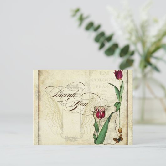 ヴィンテージチューリップエンジェルウィングスワールティーステンドレッド ポストカード (スタンド正面)