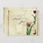 ヴィンテージチューリップエンジェルウィングスワールティーステンドレッド ポストカード (正面/裏面)