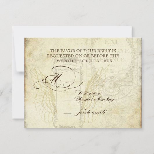 ヴィンテージチューリップエンジェルウィングスワールティーステンドレッド 出欠カード (正面)