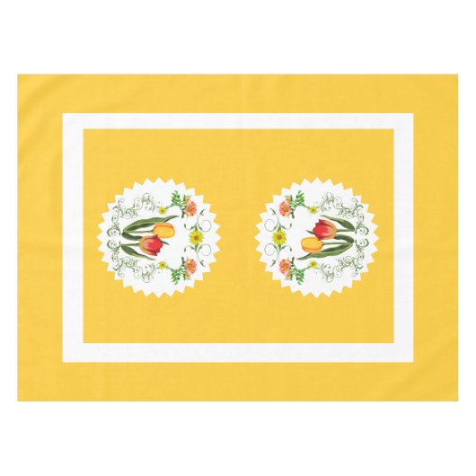 ヴィンテージチューリップテーブルクロス テーブルクロス (正面(横))